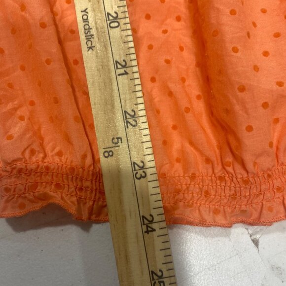 Joe Fresh Cotton Silk Top M Orange Polka Dot 3/4 Sleeve Off-Shoulder - Picture 8 of 13